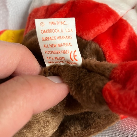Ty Beanie Baby Red and Brown Stuffed Turkey Toy - Picture 6 of 9